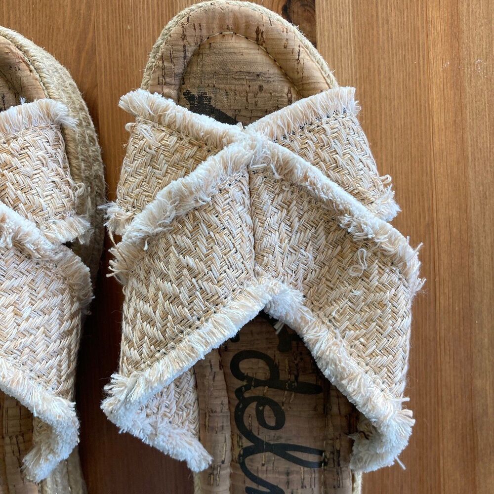 Sam Edelman Espadrille Sandals Size 9.5 Ashlyn Sand Weave Tan Platform Boho - Picture 5 of 12